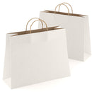 White Kraft Paper Bags with Handles Bulk, 16 x 6 x 12 Inch. 50 Pack 150 GSM Kraft Paper Gift Bags with Handles. Heavy Duty Kraft Bags with Handles. Light Paper Shopping Bags with Handles