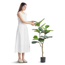 VEVOR Artificial Fiddle Leaf Fig Tree, 4 FT, Secure PE Material & Anti-Tip Tilt Protection Low-Maintenance Faux Plant, Lifelike Green Fake Potted Tree for Home Office Warehouse Decor Indoor Outdoor
