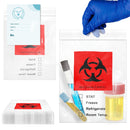 Pack of 50 Biohazard 3 Wall Specimen Bags 8 x 10. Zipper Clear Bags 8x10. Thickness 2 mil. Tear Off Pouch Bags. Attached Document Pouch. Printed Transport Bags for Packaging