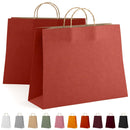 Kraft Paper Bags with Handles 16 x 6 x 12 Inch. 50 Pack Red Kraft Bags with Handles. 150 GSM Paper Shopping Bags with Handles. Rope-Style Christmas Gift Bags. Gift Wrap Bags