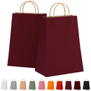 Kraft Paper Bags with Handles 8 x 4.75 x 10.5 Inch. 25 Pack Wine Kraft Bags with Handles. Recyclable 150 GSM Paper Shopping Bags with Handles. Rope-Style Christmas Gift Bags. Gift Wrap Bags