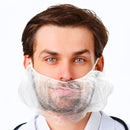 100 Pack of White Disposable Beard Covers 21 Inch. Spunbond Polypropylene Beard Guards. Premium Quality Beard Protectors. Facial Hair Covering Single Loop Breathable Lightweight