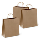 Brown Kraft Paper Bags with Handles Bulk, 8 x 4.75 x 10.5 Inch. 50 Pack 150 GSM Kraft Paper Gift Bags with Handles. Heavy Duty Kraft Bags with Handles. Light Paper Shopping Bags with Handles