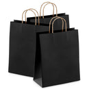 Kraft Paper Bags with Handles 8 x 4.75 x 10.5, Black Paper Gift Bags with Handles 25, Durable and Reusable Paper Shopping Bags for Business, Lightweight Stylish Party Favor Bags