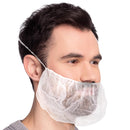 100 Pack of White Disposable Beard Covers 18 Inch. Spunbond Polypropylene Beard Guards. Premium Quality Beard Protectors. Facial Hair Covering Single Loop Breathable Lightweight