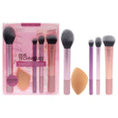 Everyday Essential Set by Real Techniques for Women - 5 Pc Blush Brush - 400, Miracle Complexion Sponge, Deluxe Crease Brush - 300, Setting Brush - 402, Expert Face Brush - 200
